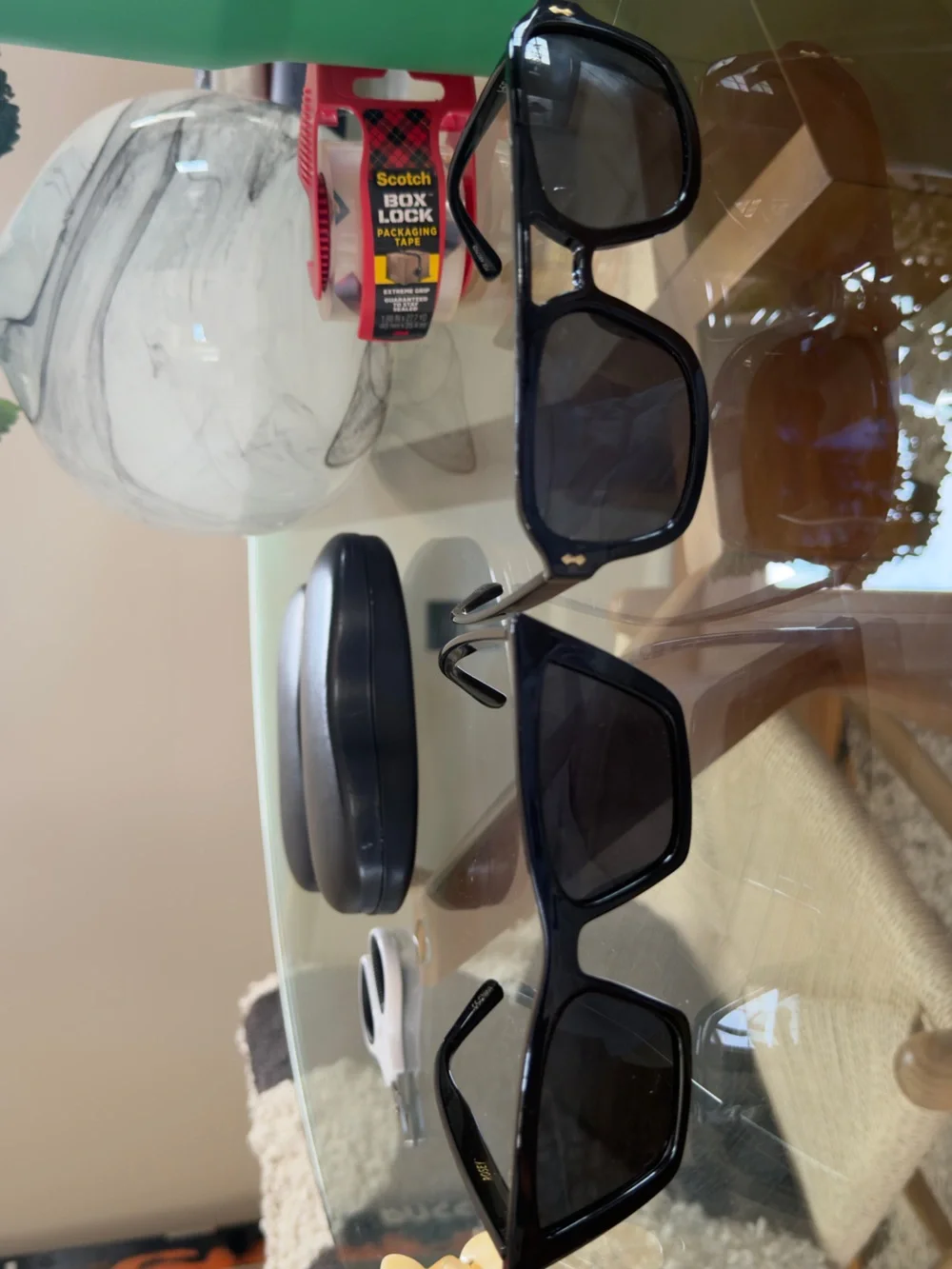 Men's Black Rectangular Sunglasses - Polarized Dark Lenses